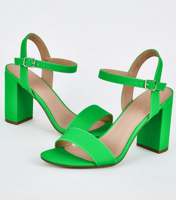 New Look Green Leather-Look Flared Stiletto Heel Sandals | very.co.uk