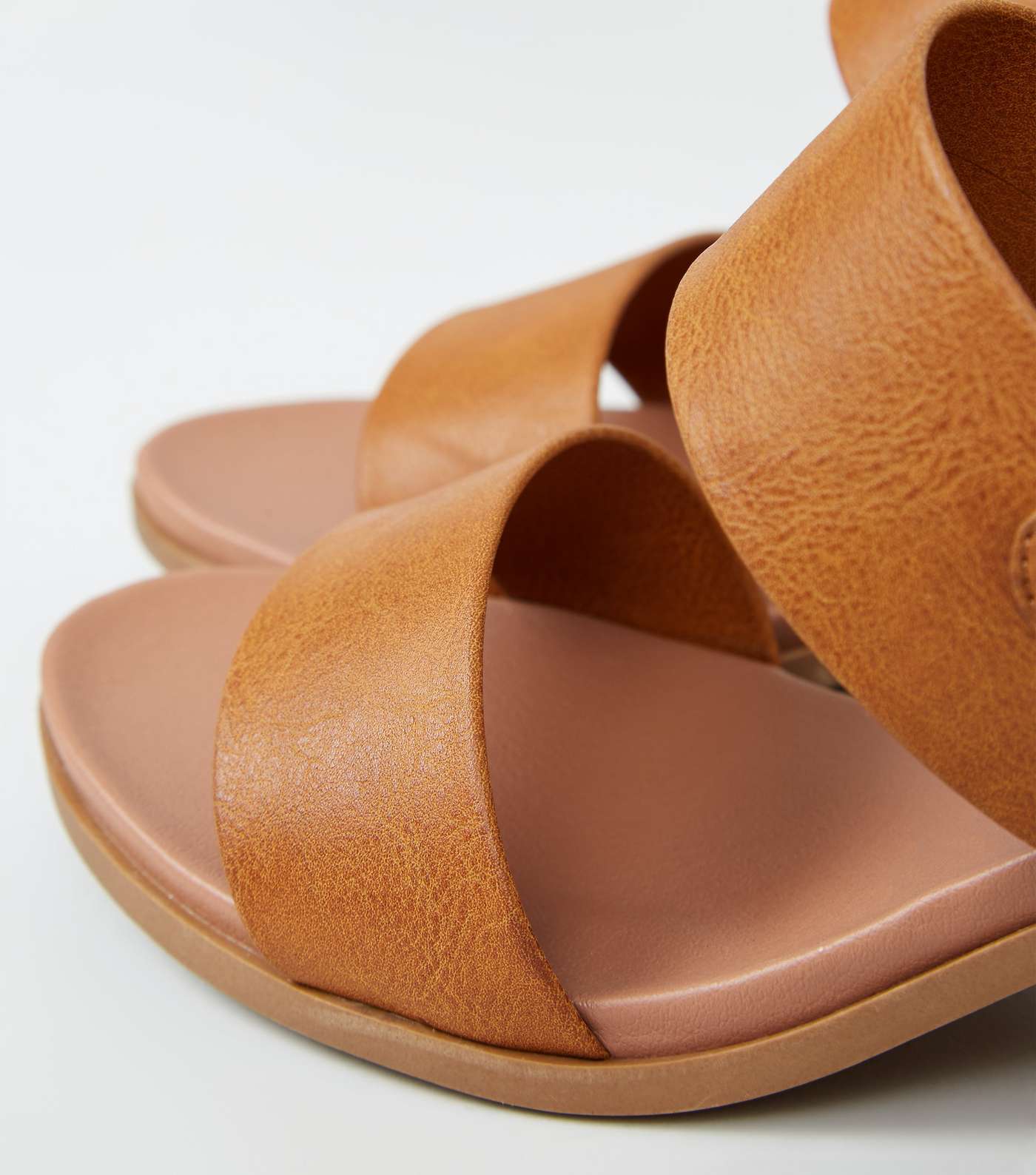 Tan Leather-Look Block Heel Footbed Sandals Image 4