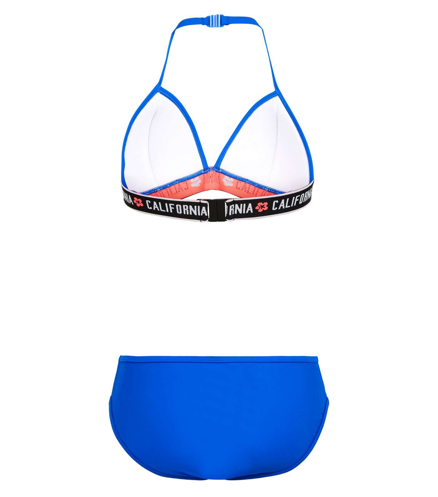 Girls Bright Blue California Slogan Elastic Bikini Set  Image 2