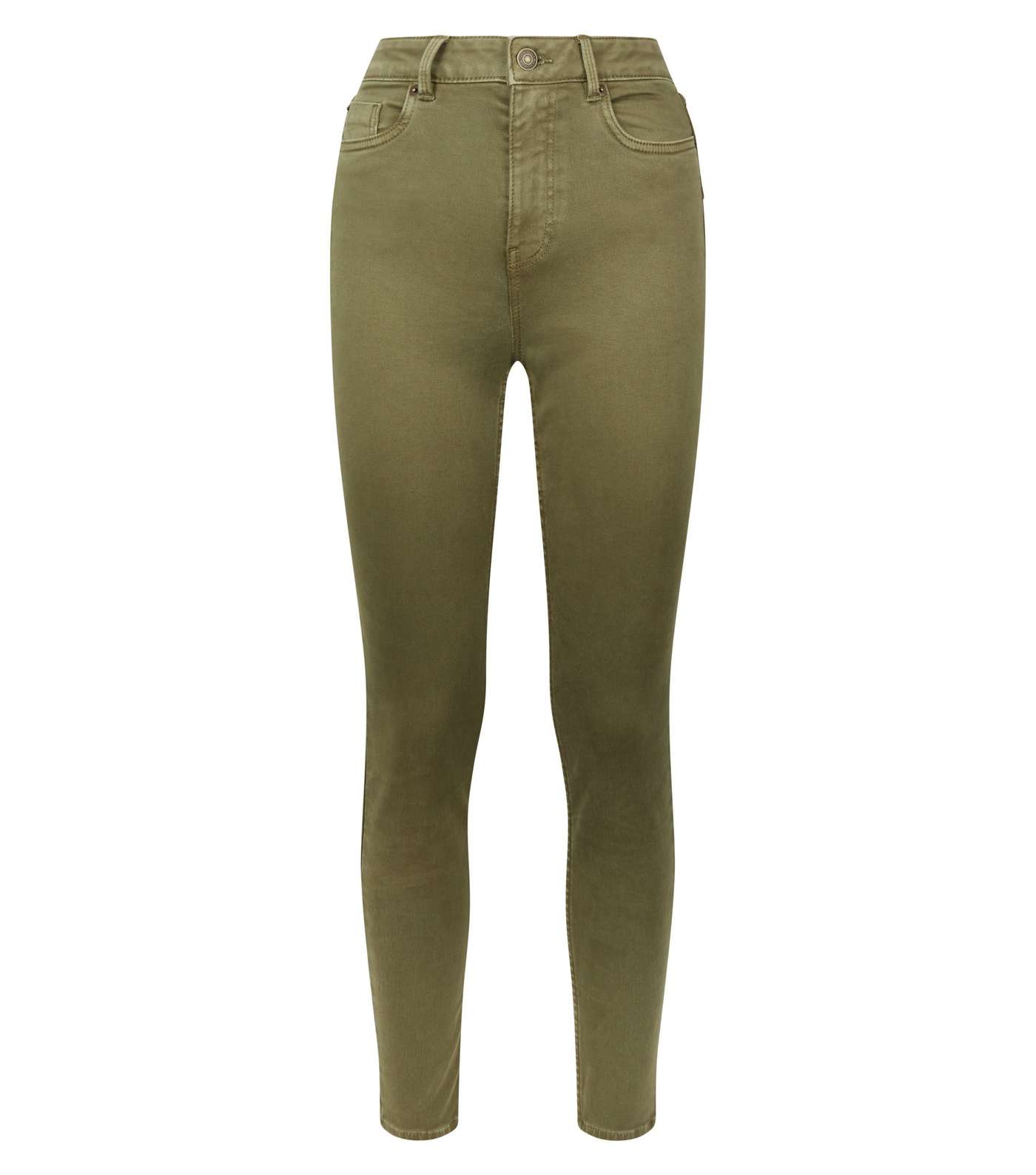 Khaki High Waist 'Lift & Shape' Skinny Jeans Image 4