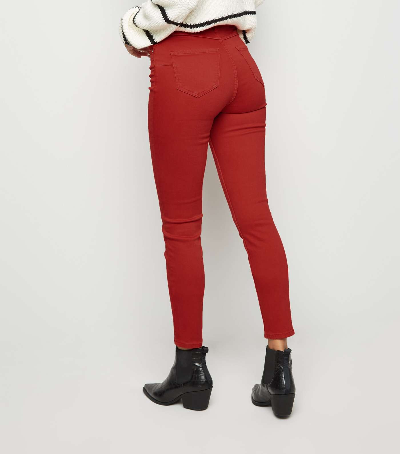Red High Waist 'Lift & Shape' Skinny Jeans Image 3