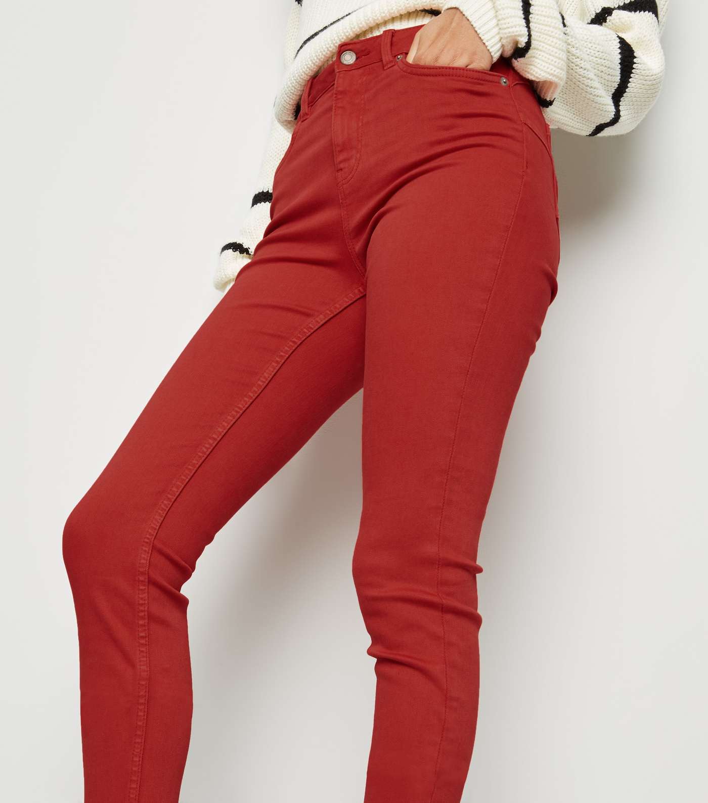 Red High Waist 'Lift & Shape' Skinny Jeans Image 5