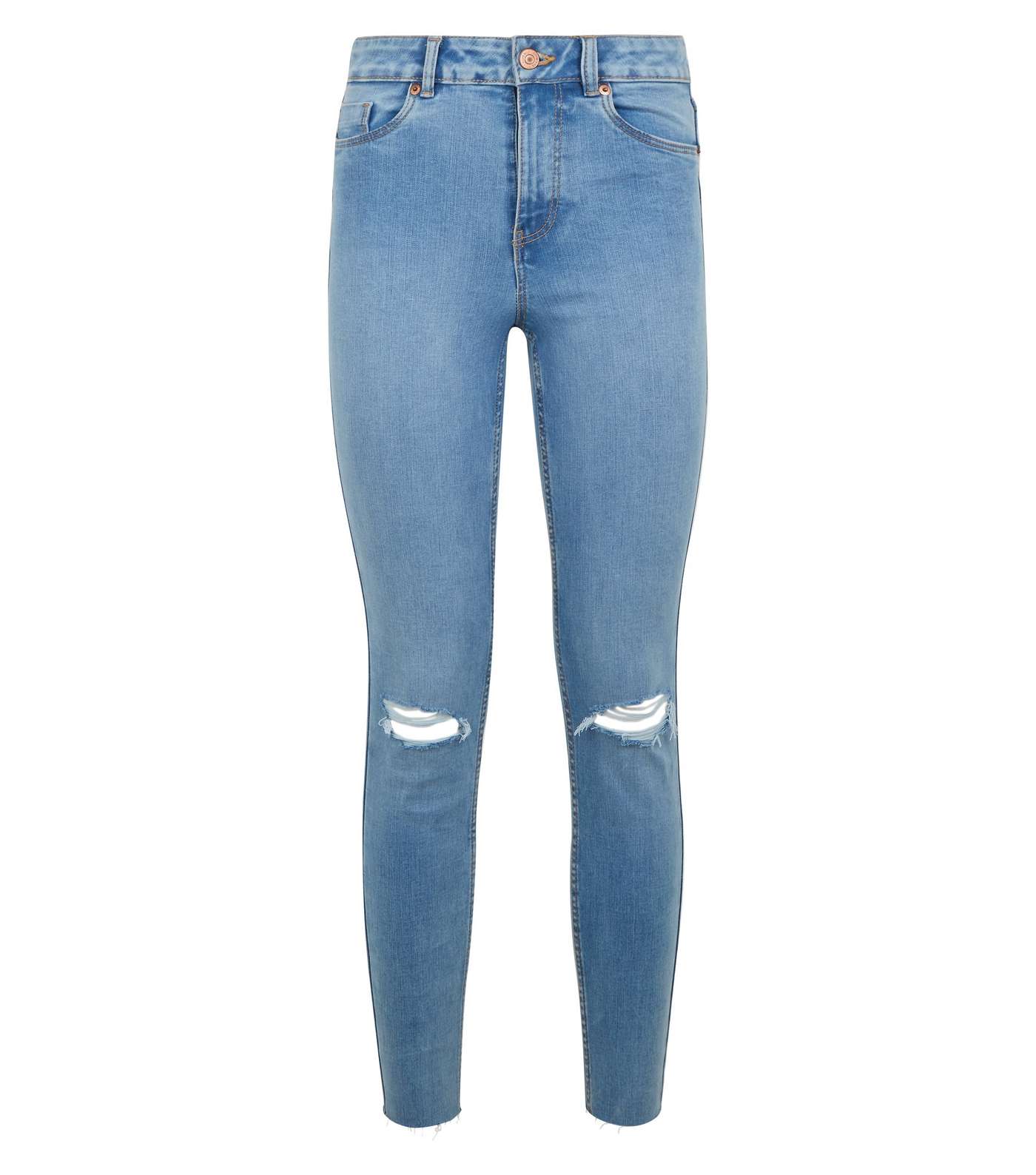 Pale Blue 'Lift & Shape' Ripped Skinny Jeans Image 4
