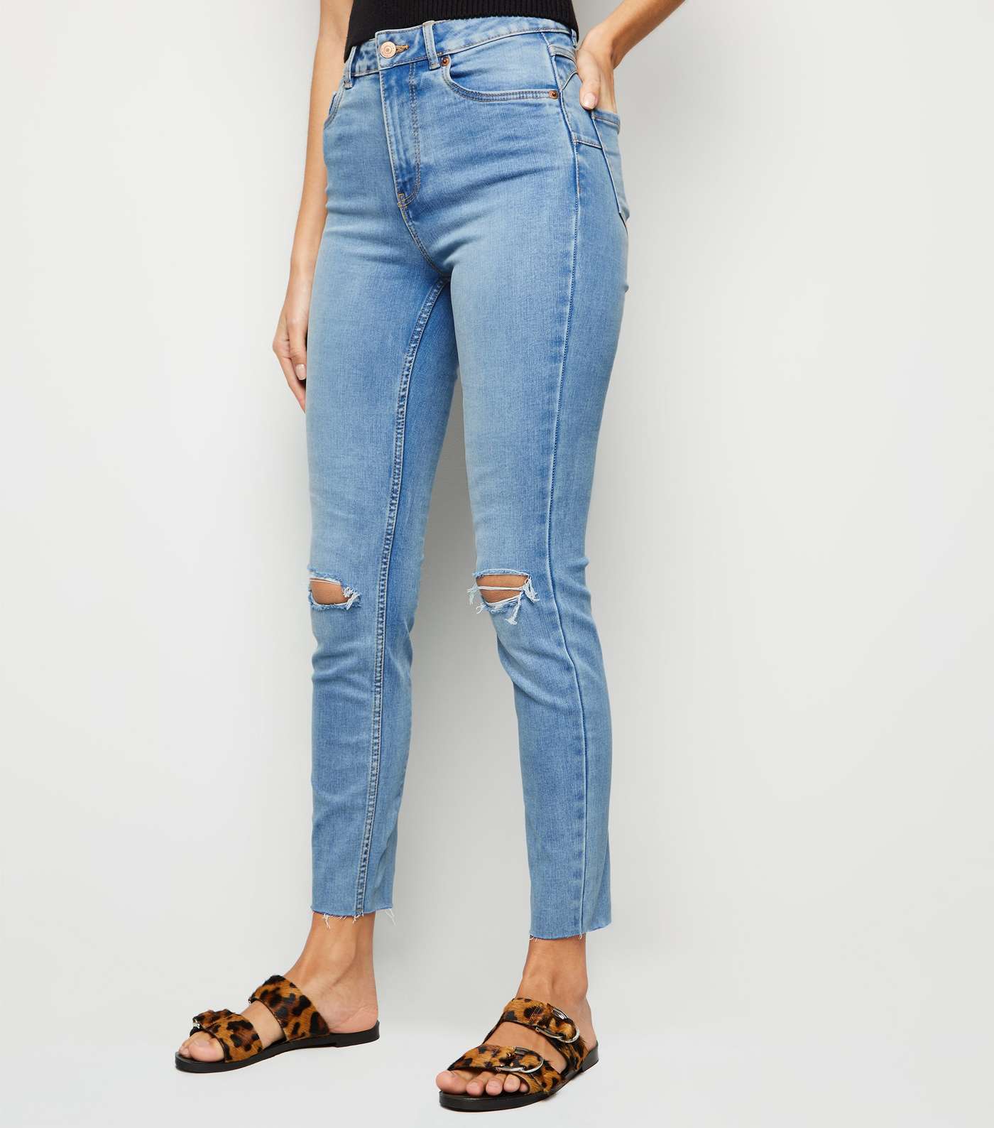 Pale Blue 'Lift & Shape' Ripped Skinny Jeans Image 2