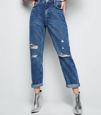 blue ripped boyfriend jeans