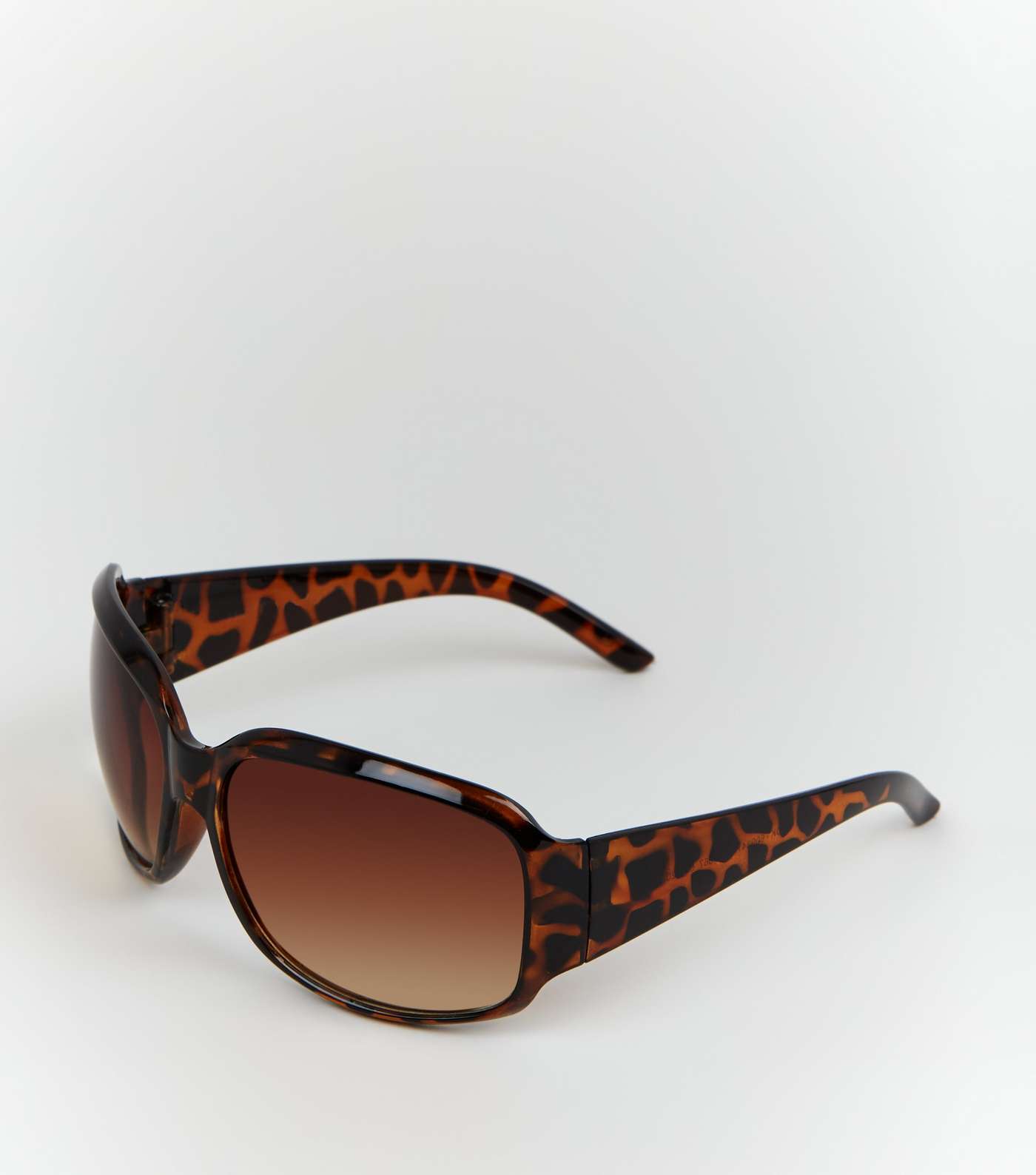 Dark Brown Faux Tortoiseshell Rectangle Sunglasses 