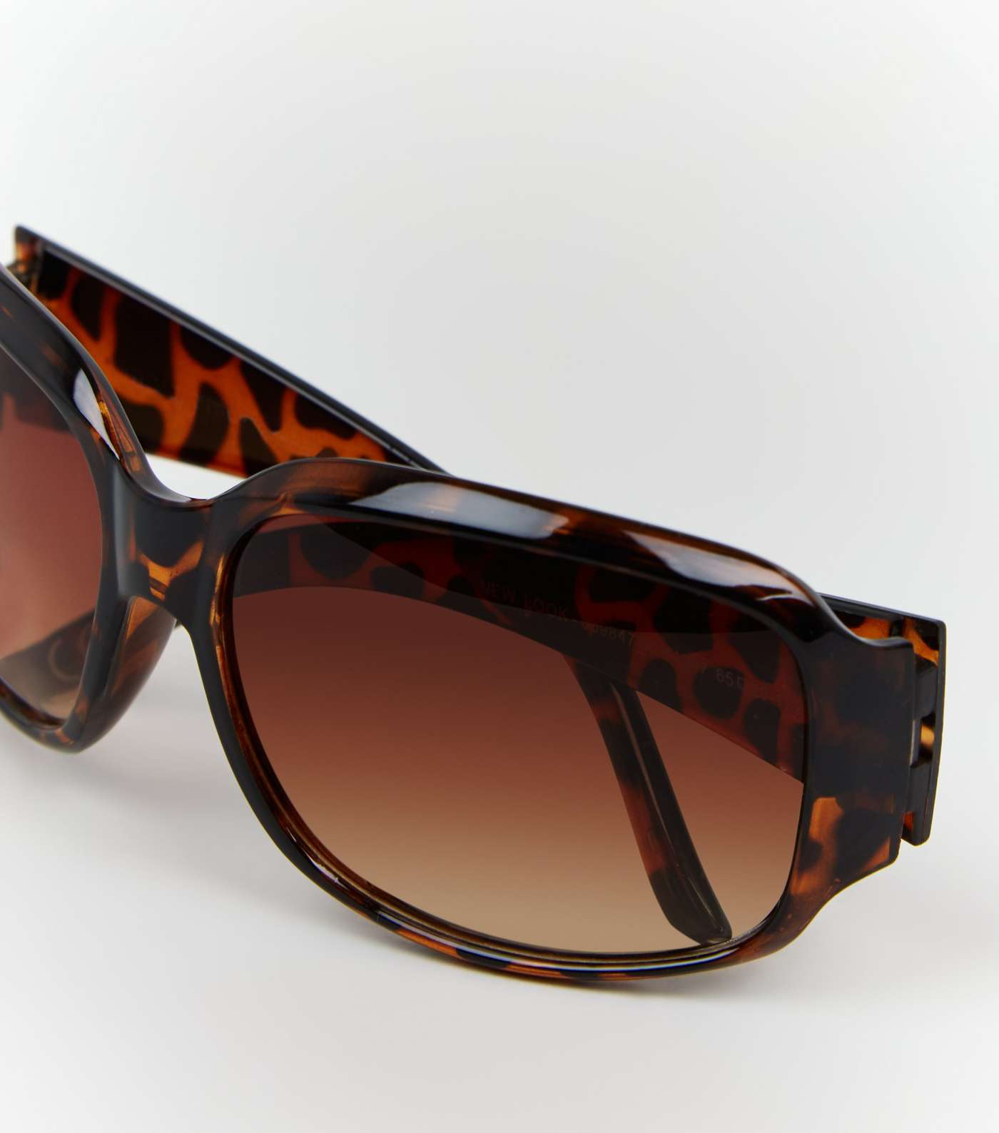 Dark Brown Faux Tortoiseshell Rectangle Sunglasses  Image 3