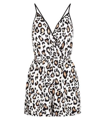 white leopard print playsuit