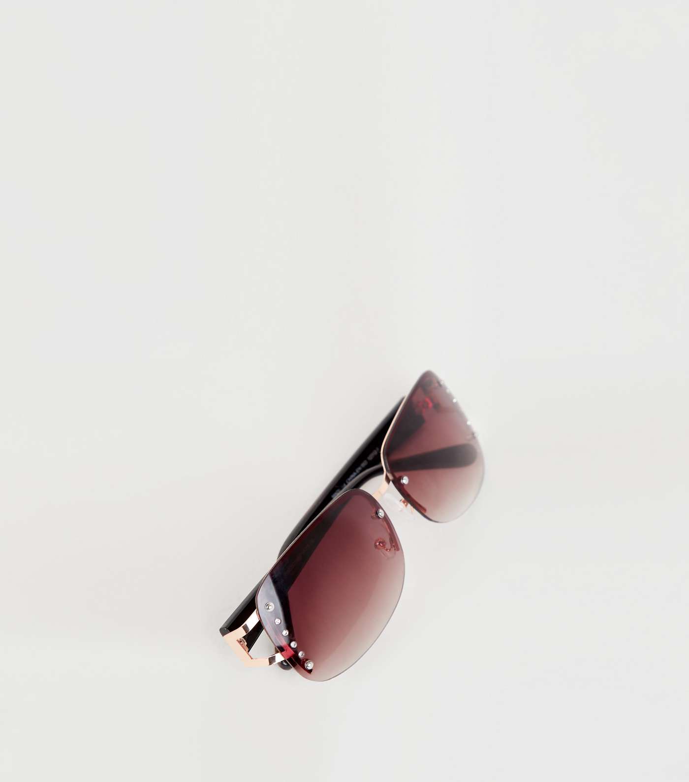Brown Diamanté Rimless Sunglasses Image 4