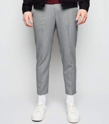 Black Dogtooth Check Pull-On Trousers 