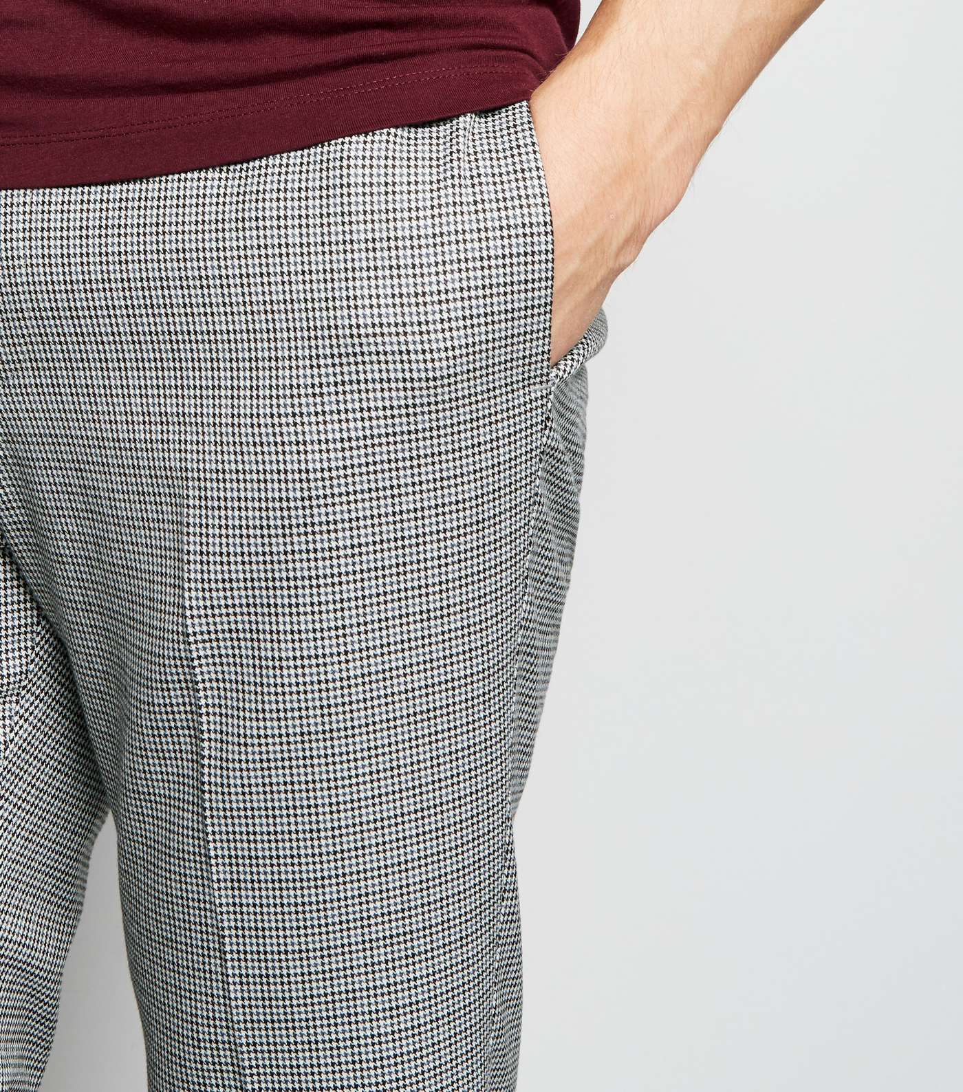 Black Dogtooth Check Pull-On Trousers Image 5