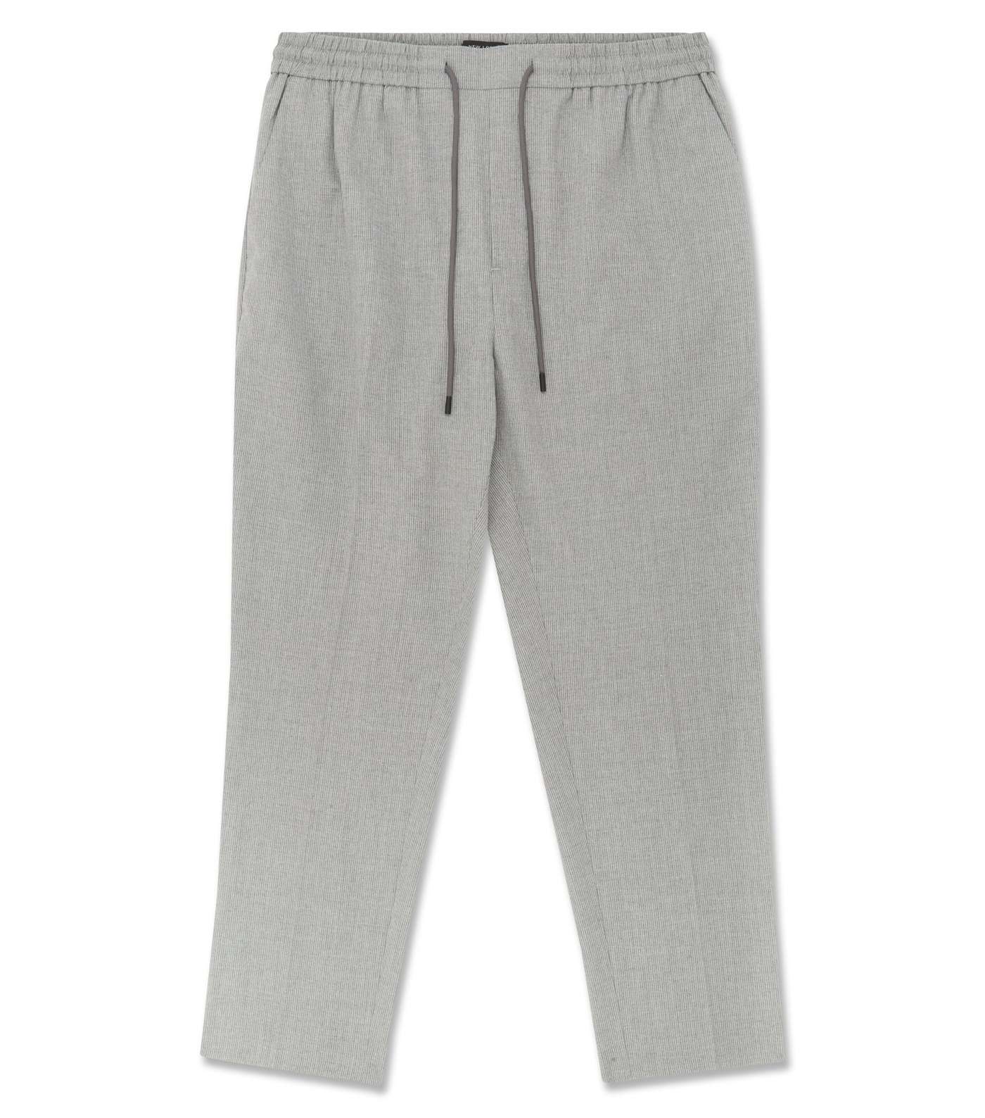 Pale Grey Pinstripe Slim Crop Trousers Image 4