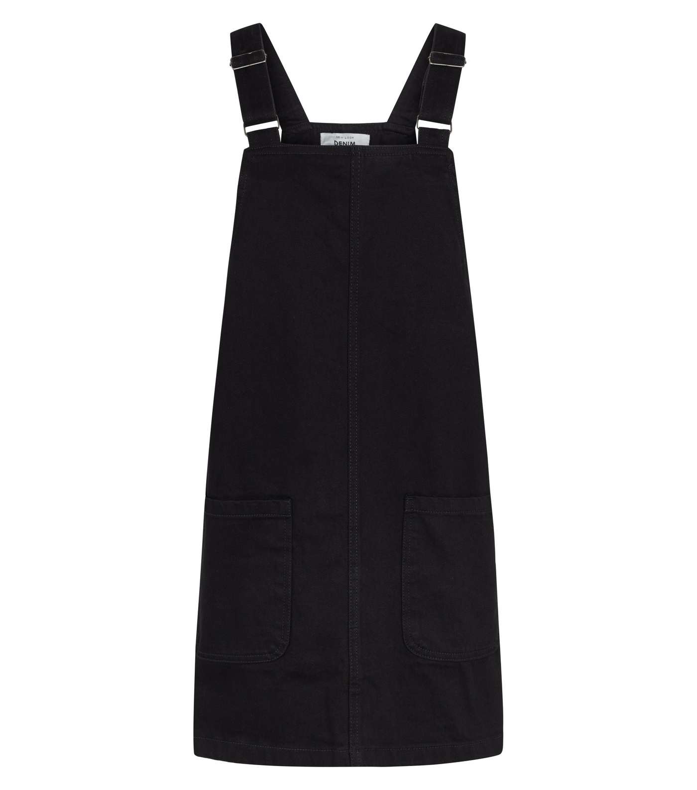 Black Buckle Denim Pinafore Dress  Image 4