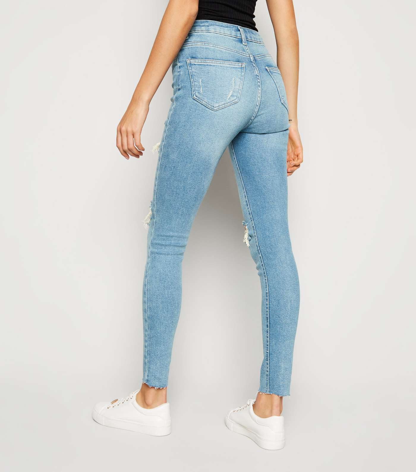 Blue High Waist Super Skinny Ripped Hallie Jeans Image 3