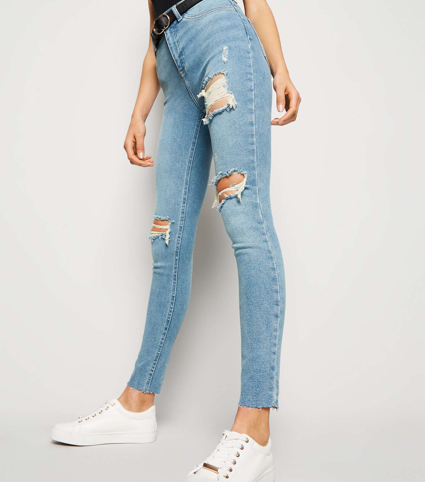 Blue High Waist Super Skinny Ripped Hallie Jeans Image 5