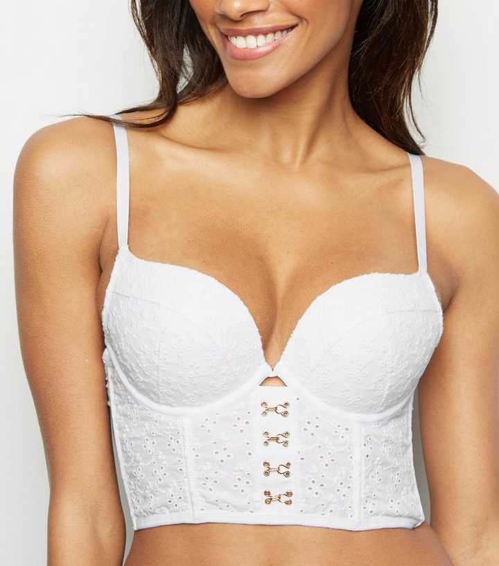 New look long line push up bra in white