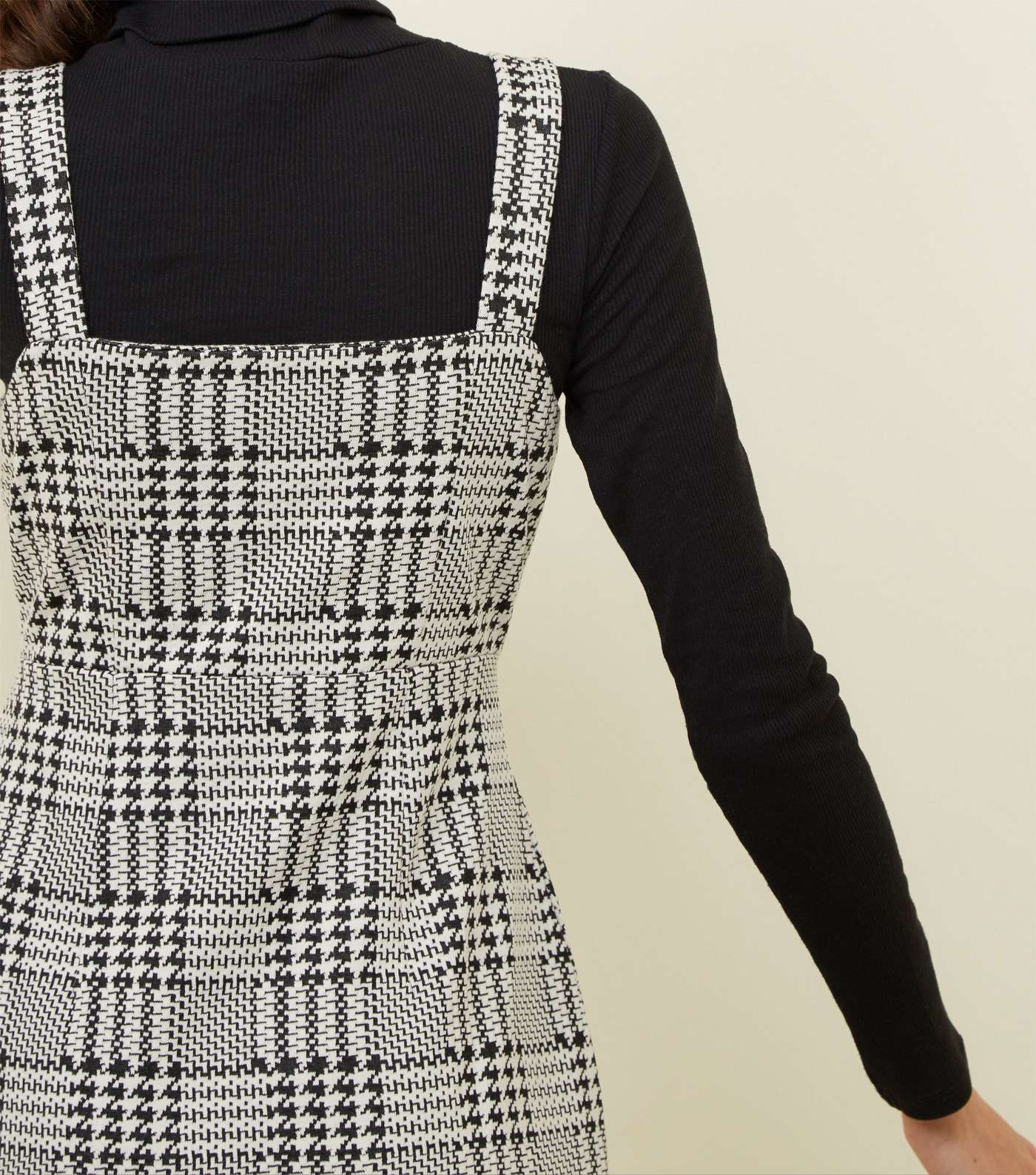 Black Houndstooth Button Side Pinafore Dress Image 5