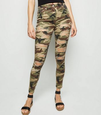 camo ripped skinny jeans