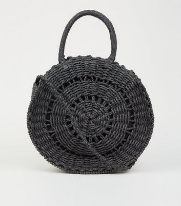 Black round wicker clearance bag