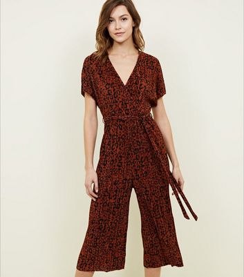 orange animal print jumpsuit