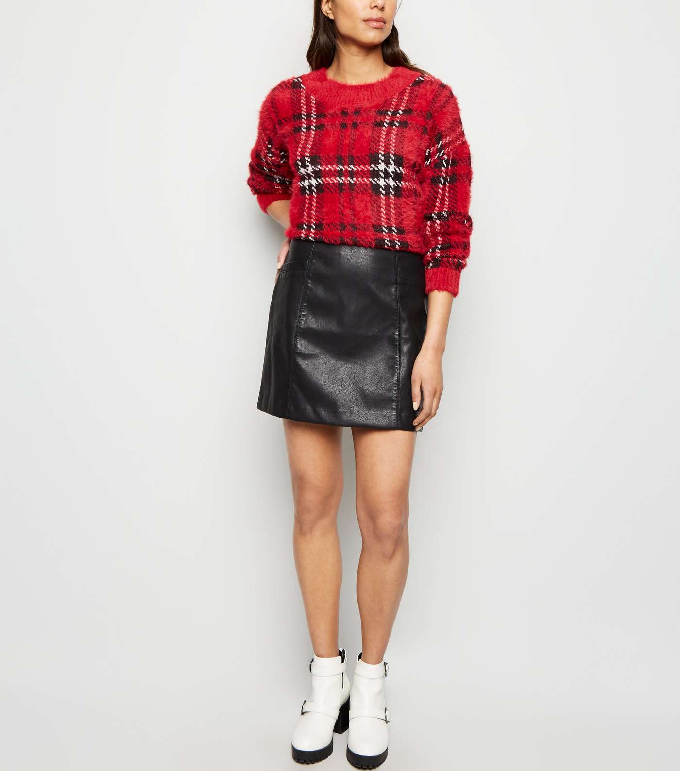 Black Leather-Look Mini Skirt  Image 2