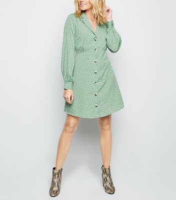 new look green spot dress