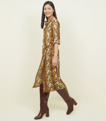 Mustard snake print dress hotsell