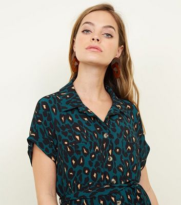 turquoise leopard print dress