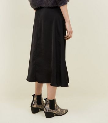 black satin skirt new look