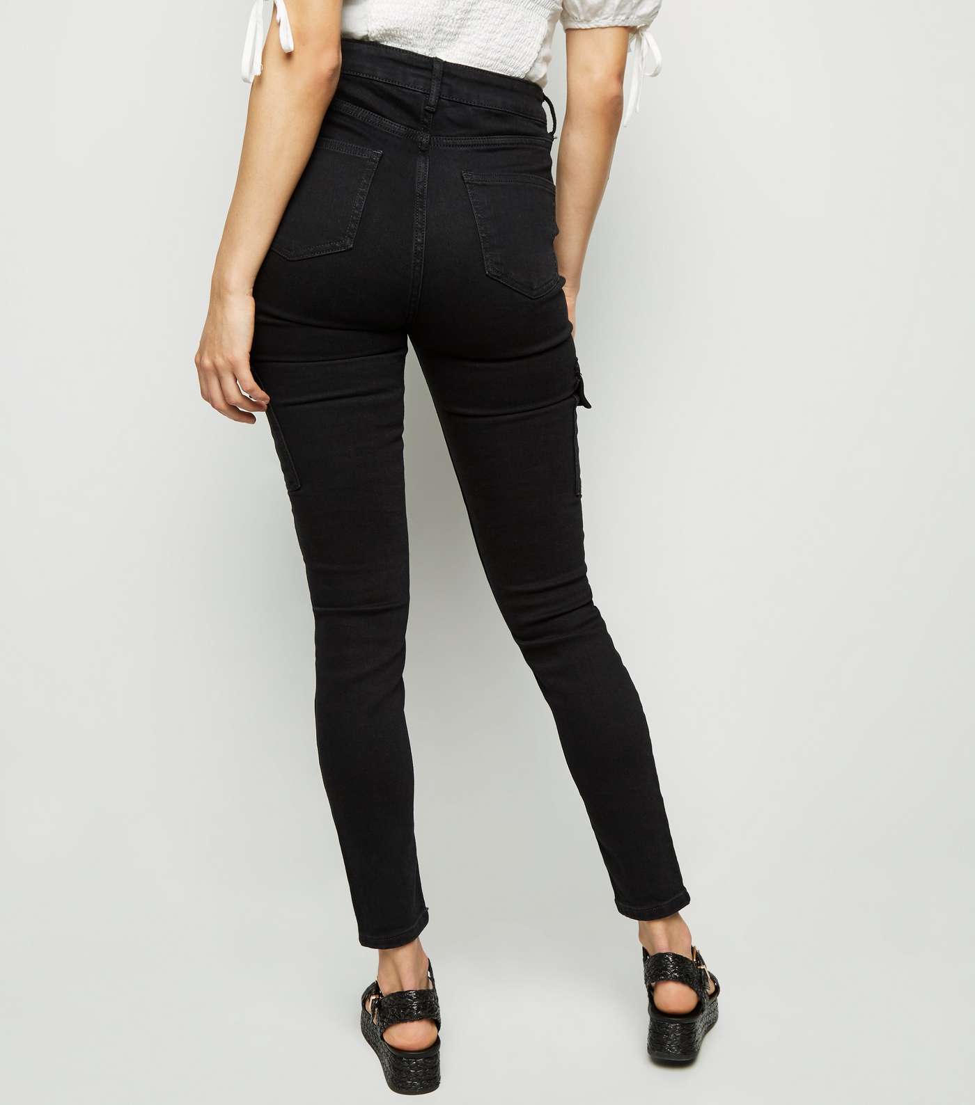 Black Utility Pocket Skinny Jenna Jeans Image 3