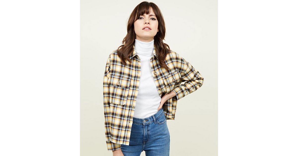 Yellow Check Borg Lined Trucker Jacket | New Look