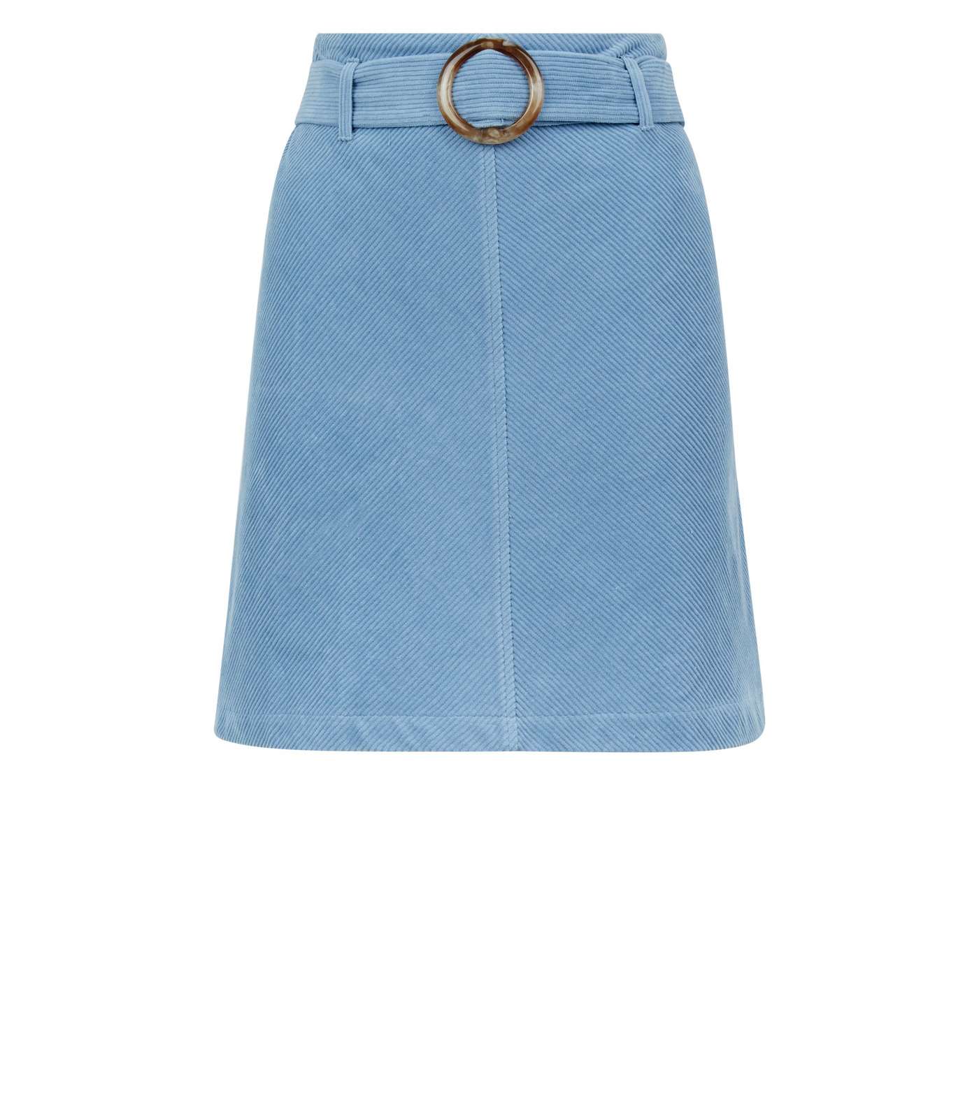 Pale Blue Ring Belt Corduroy Mini Skirt Image 4