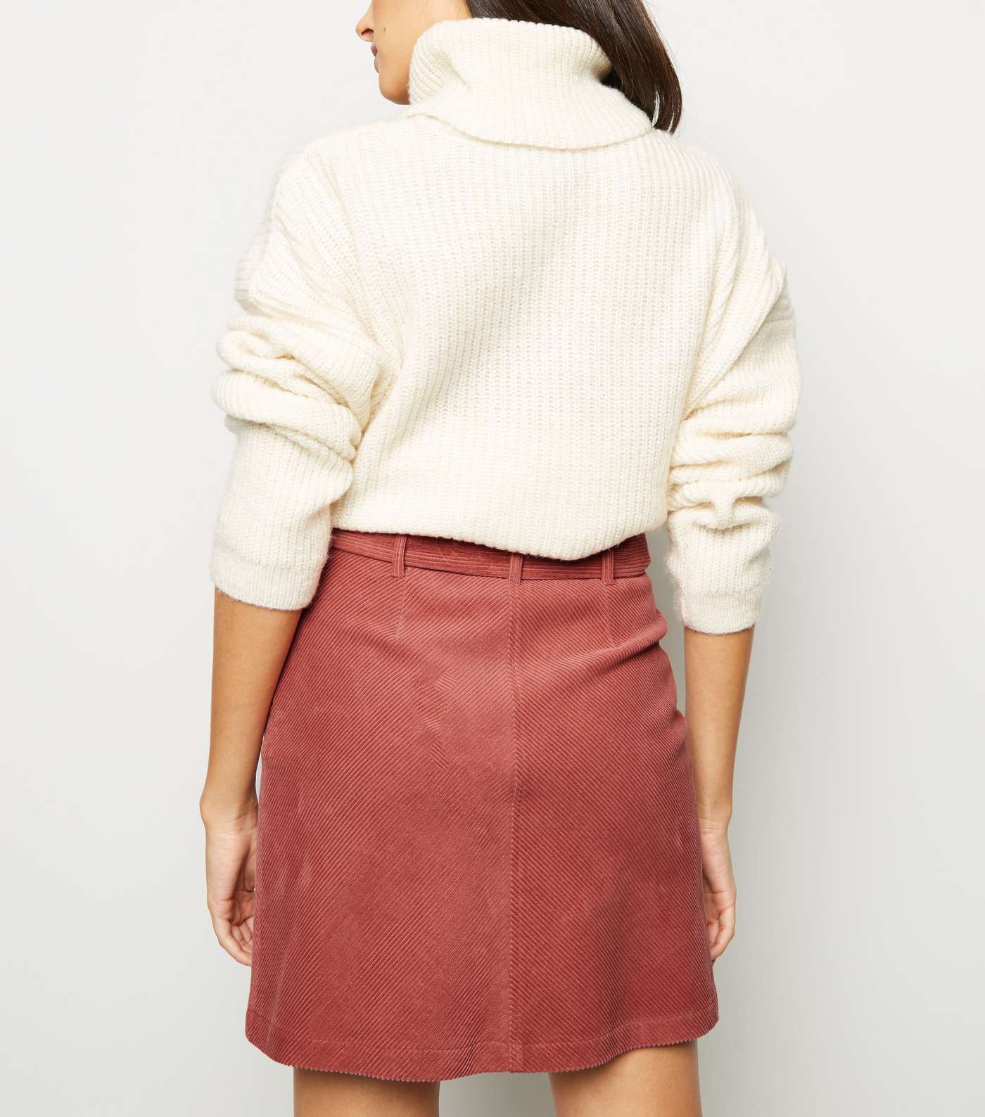 Mid Pink Ring Belt Corduroy Mini Skirt Image 3