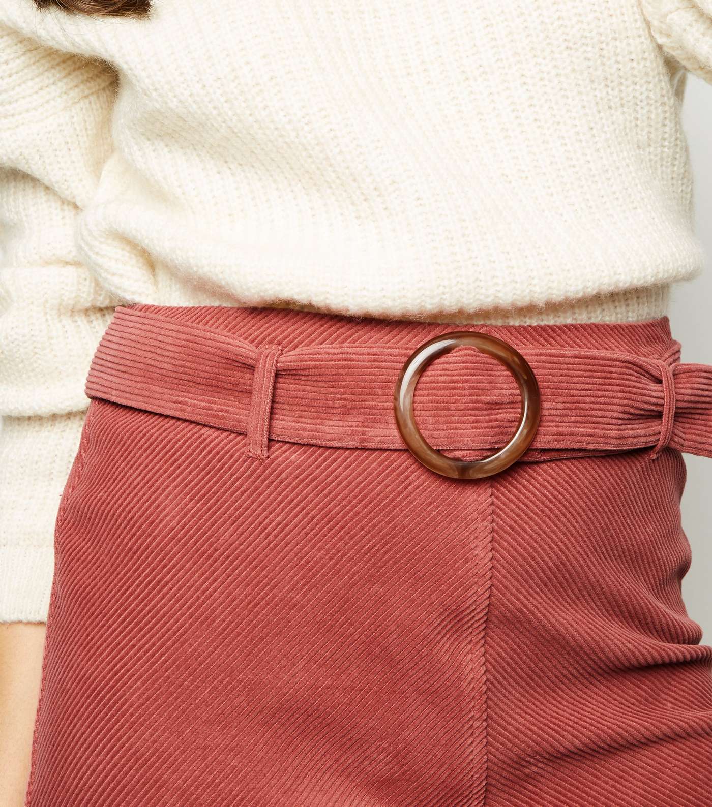 Mid Pink Ring Belt Corduroy Mini Skirt Image 5