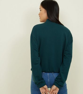 Dark Green Half Zip Pocket Front Sweatshirt | New Look Dark Green Half Zip Pocket Front Sweatshirt | New Look