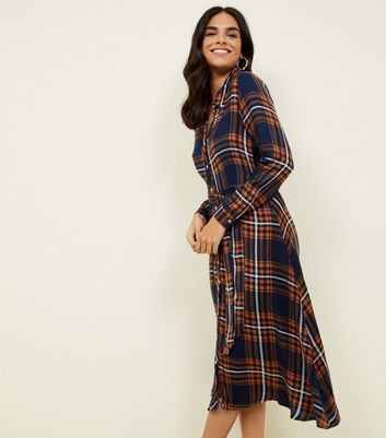 check midi shirt dress