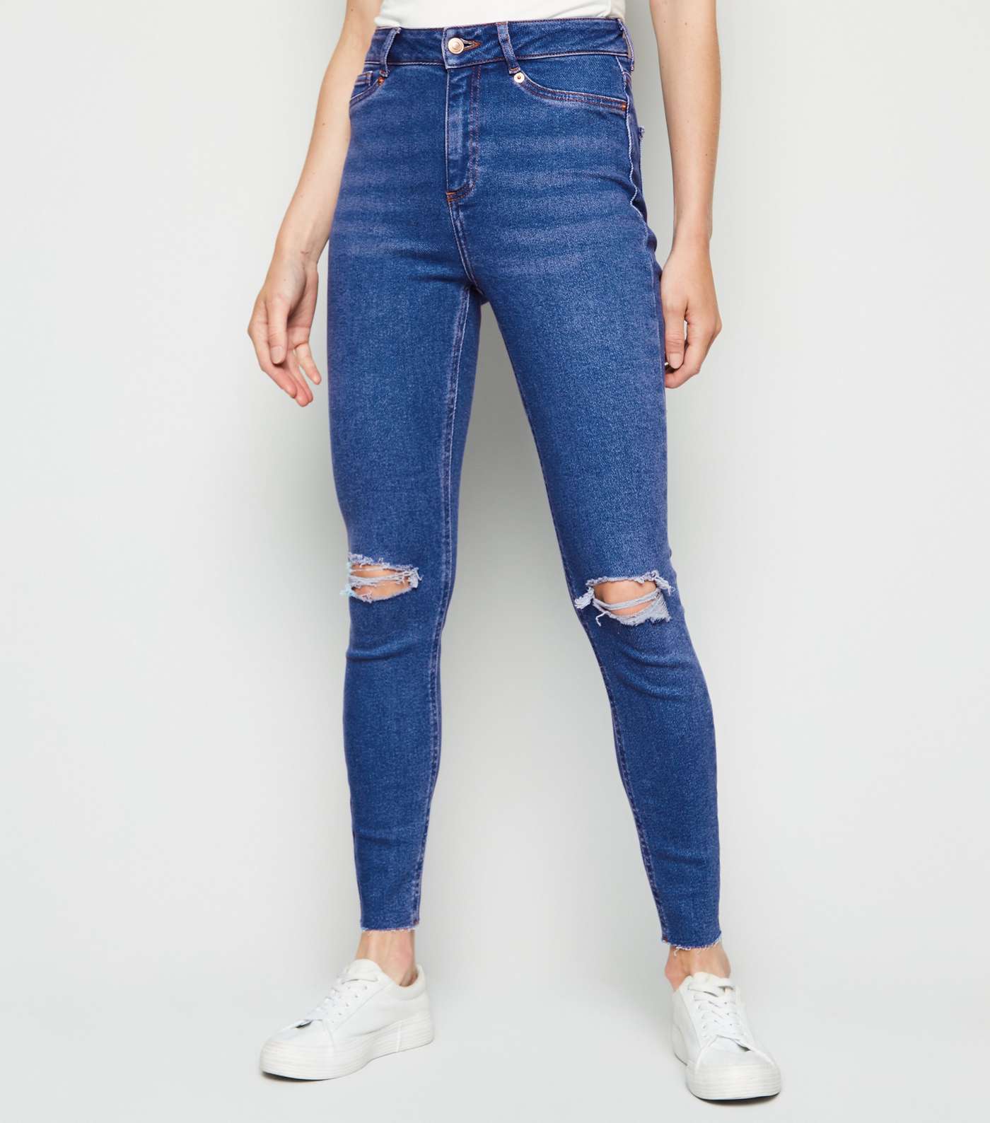 Blue Ripped Hallie Super Skinny Jeans Image 2