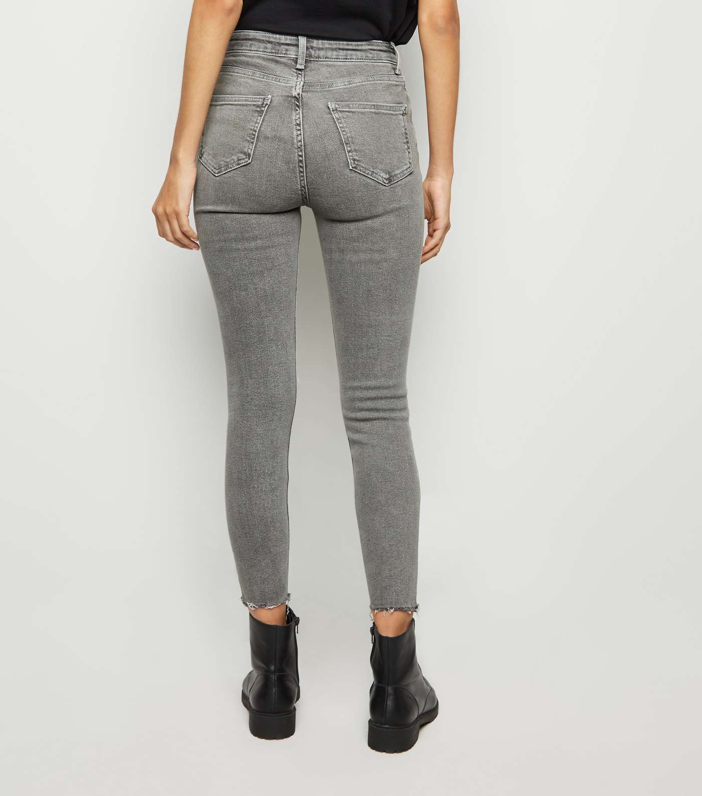 Grey Ripped High Waist Super Skinny Hallie Jeans Image 3