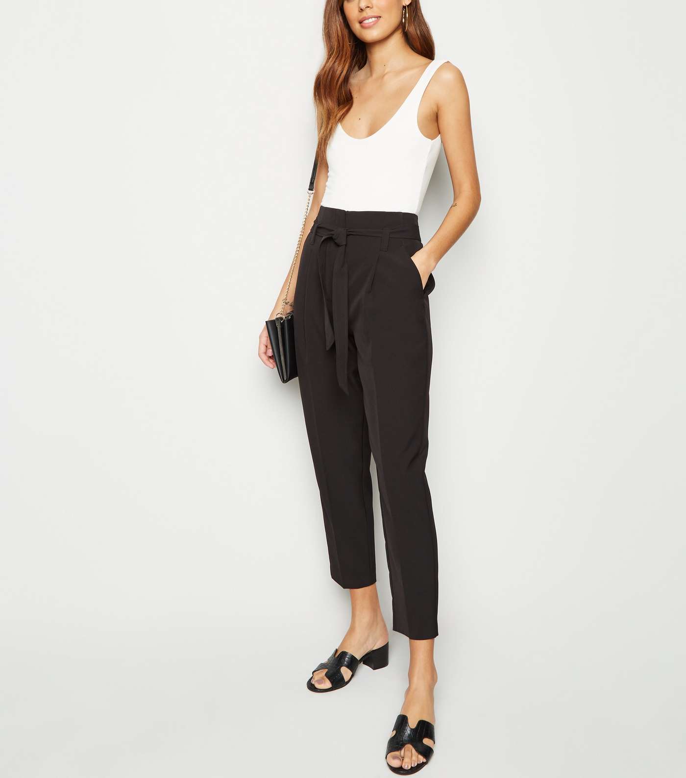 Black High Waist Tapered Trousers