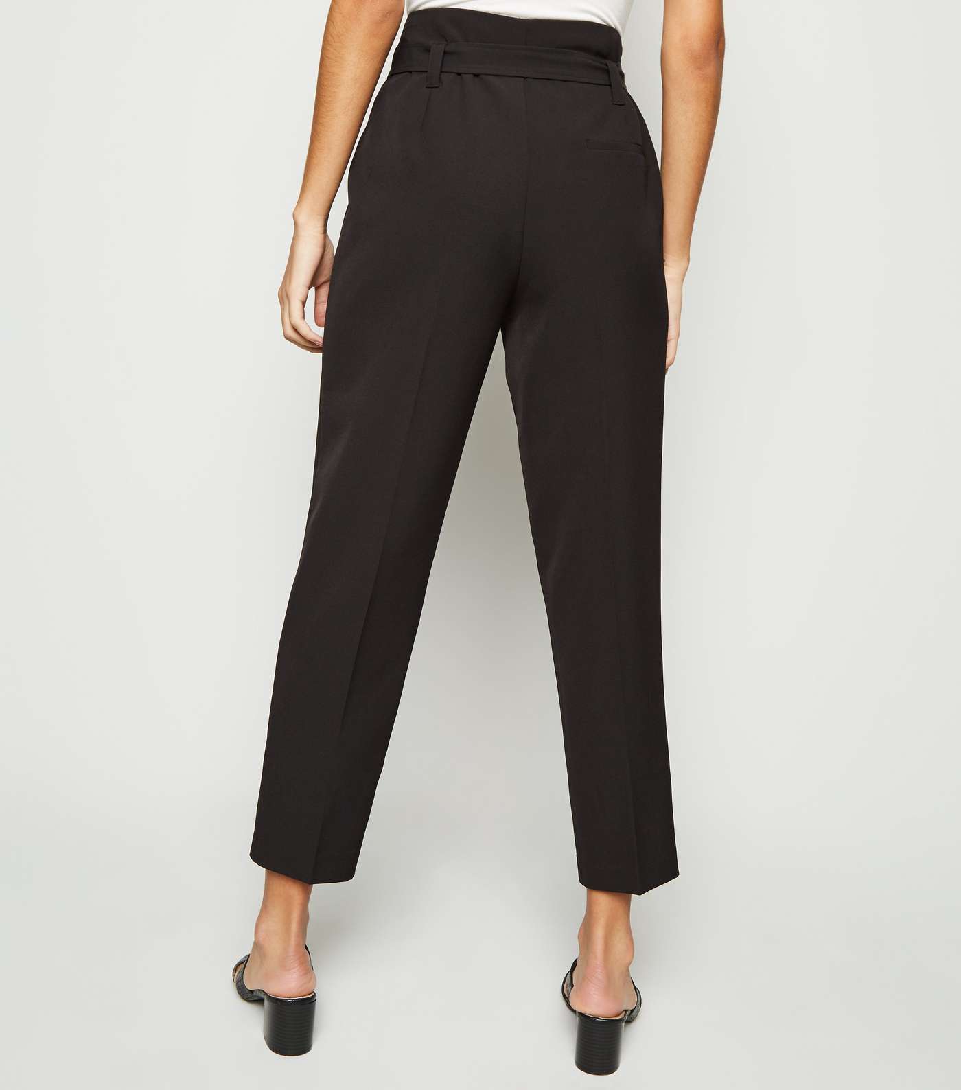 Black High Waist Tapered Trousers Image 3