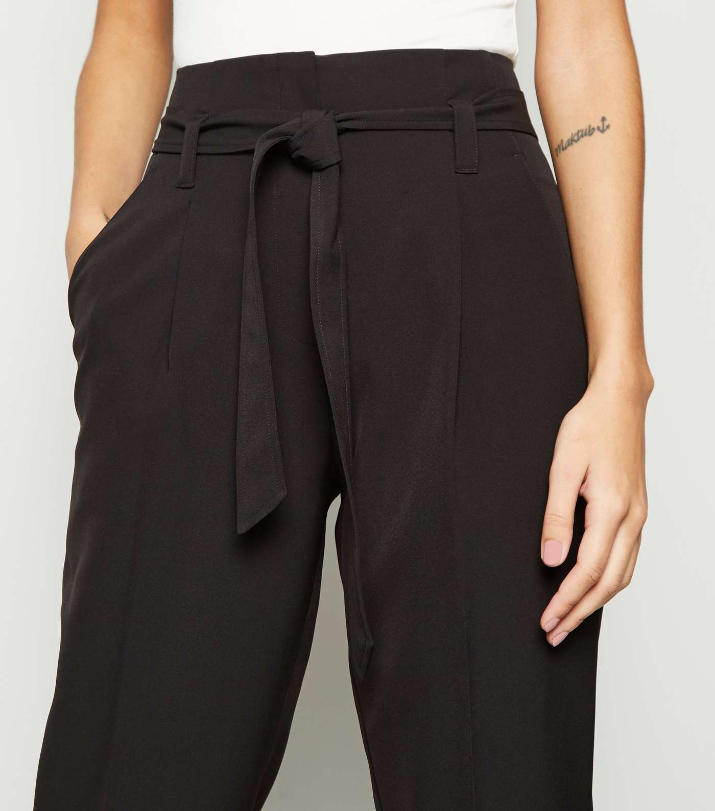Black High Waist Tapered Trousers Image 5