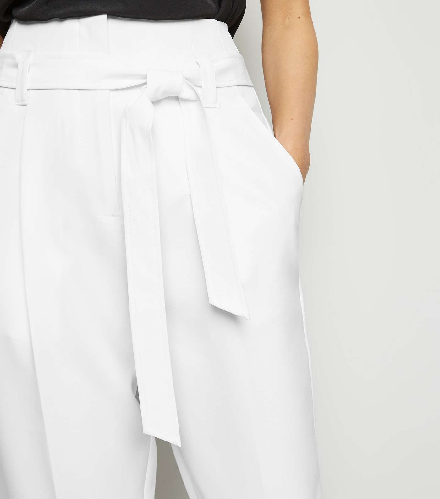 White High Waist Tapered Trousers Image 3