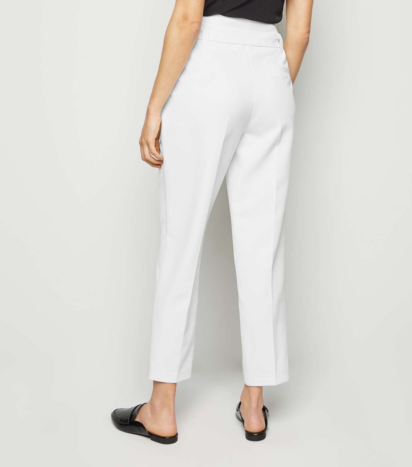 White High Waist Tapered Trousers Image 5
