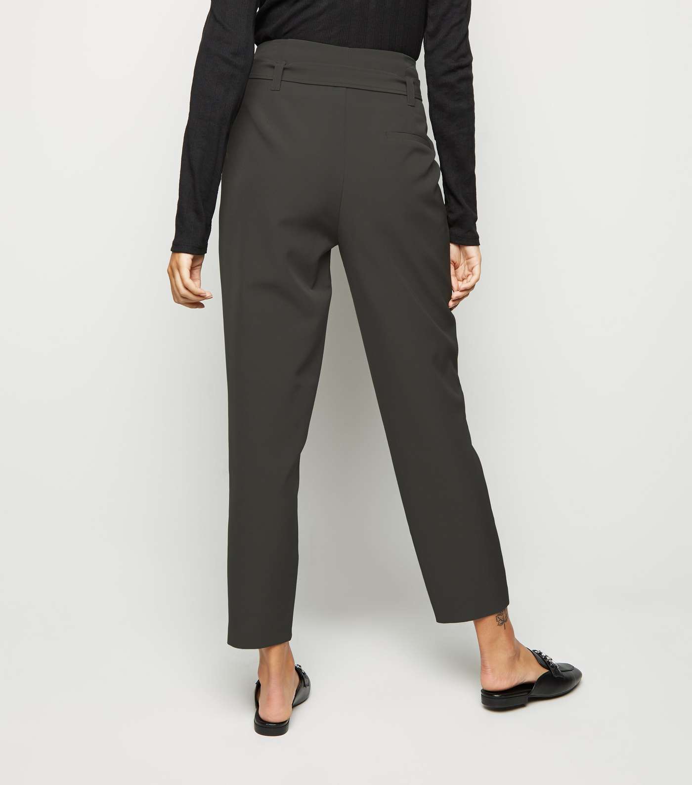 Green High Waist Tapered Trousers Image 3