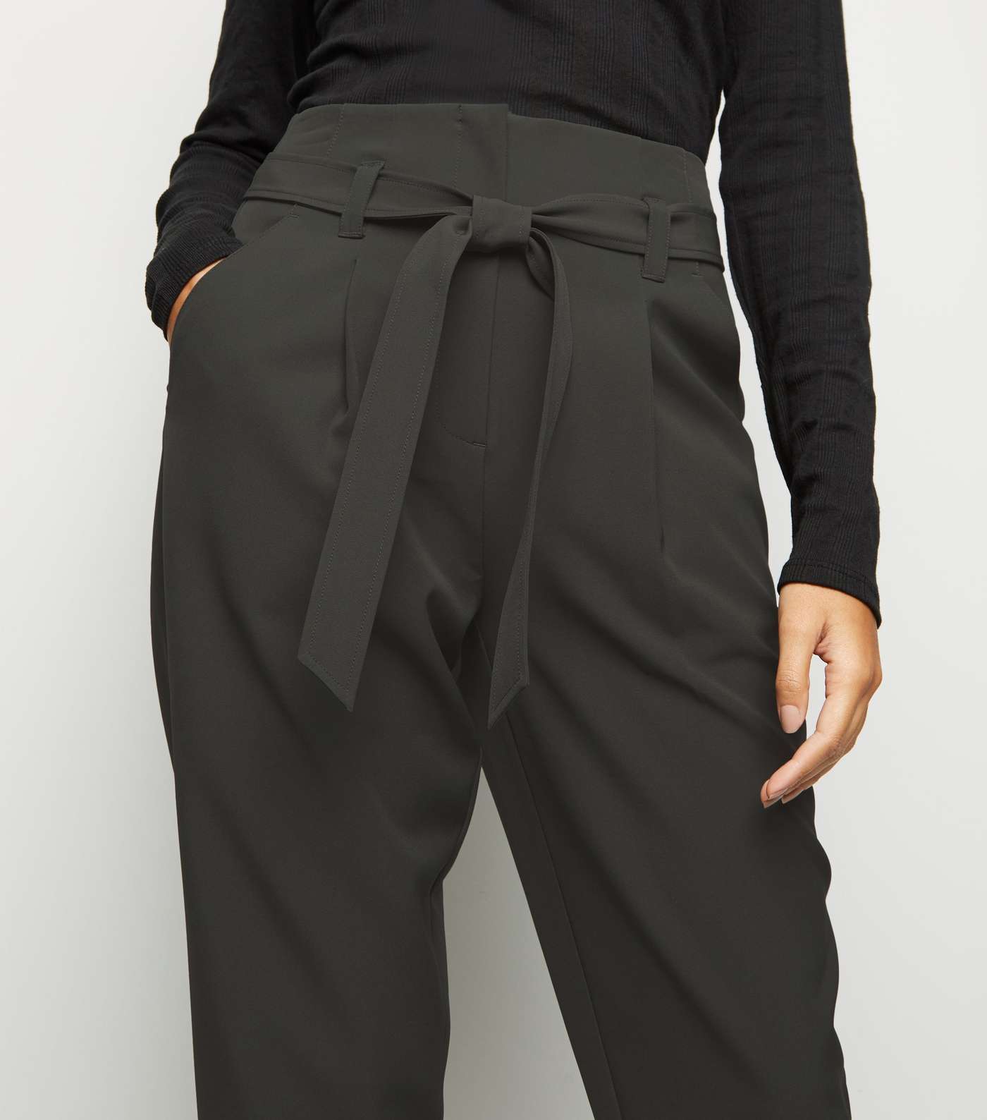 Green High Waist Tapered Trousers Image 5
