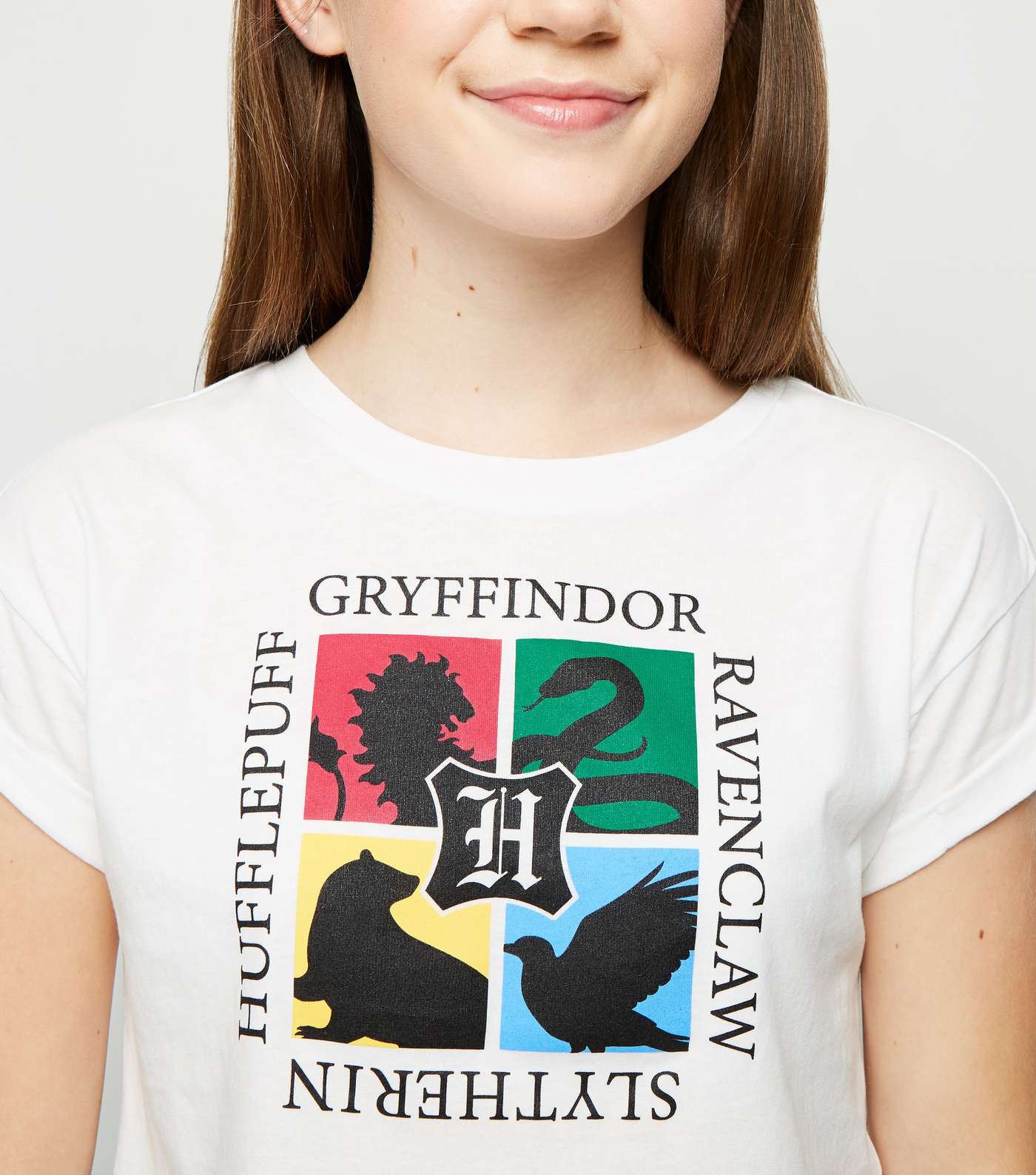 Girls White Harry Potter Houses Slogan T-Shirt  Image 5