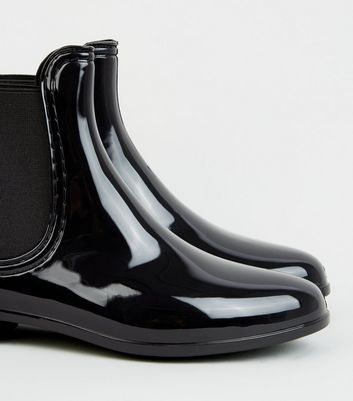 Black Patent Chelsea Welly Ankle Welly 