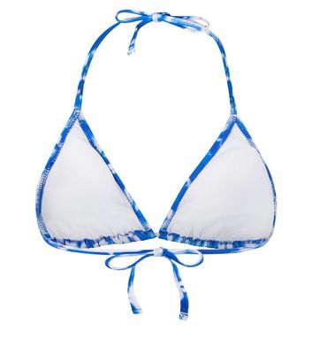 blue tie dye triangle bikini top