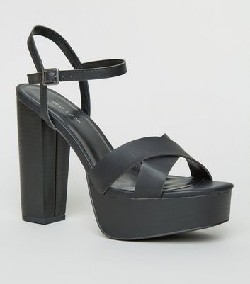black platform strap sandals