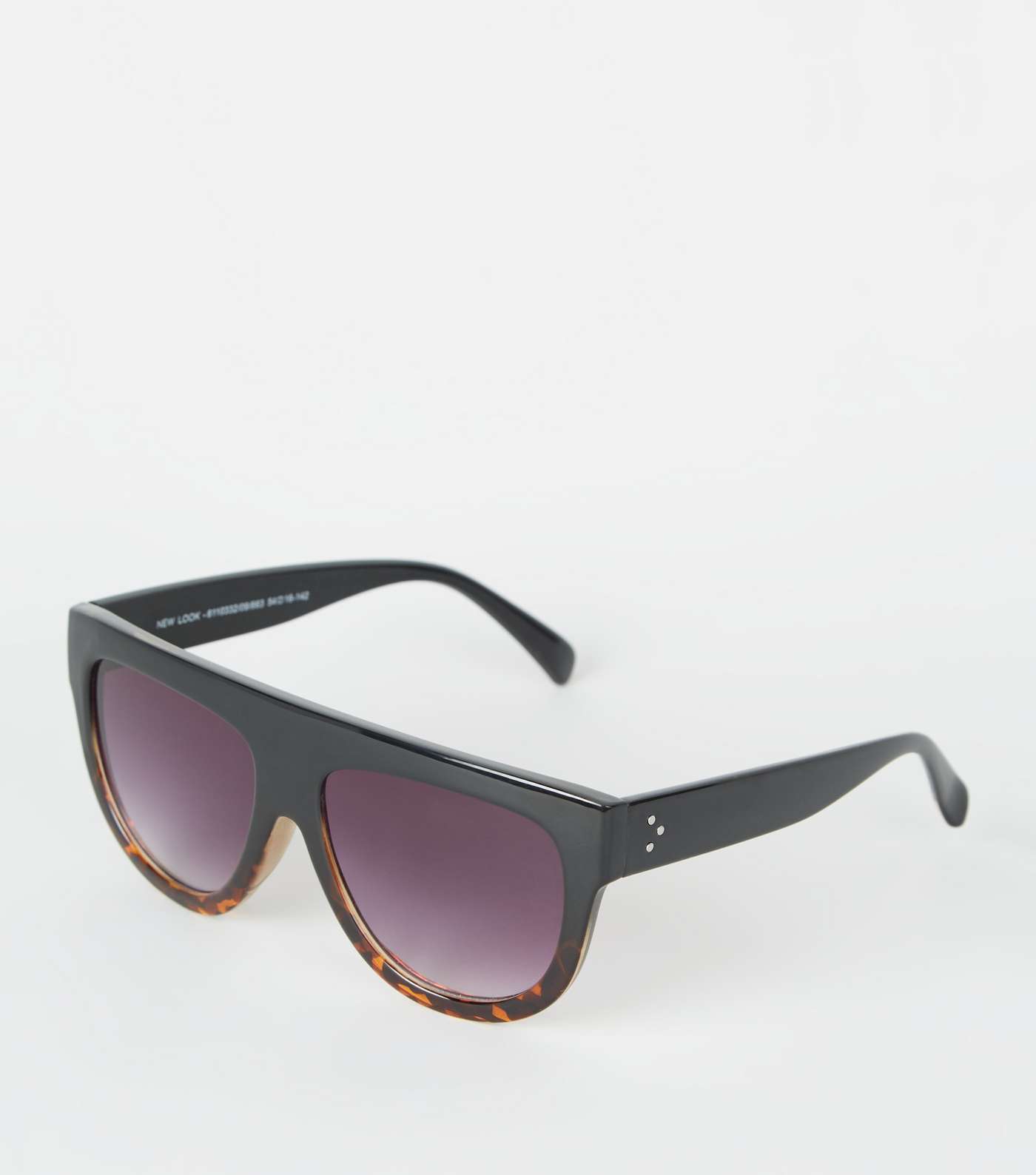 Black Tinted Faux Tortoiseshell Flat Top Sunglasses
